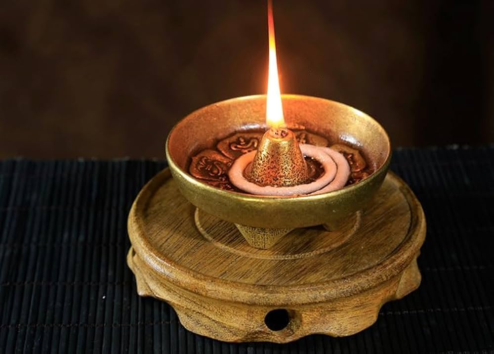 Amazon.com: 供佛油灯八宝铜供灯佛堂莲花长明灯座佛前供灯家用